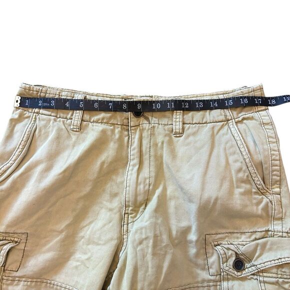 VTG‎ Y2K American Eagle Cargo Shorts Sz 33 Tan Baggy Military Utility Distressed - Picture 4 of 13